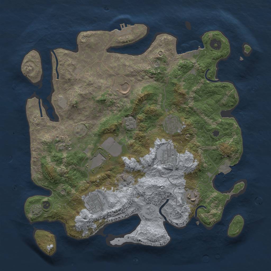 Rust Map: Procedural Map, Size: 3550, Seed: 60649624, 16 Monuments