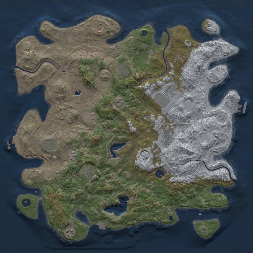 Rust Map: Procedural Map, Size: 4400, Seed: 46691528, 17 Monuments