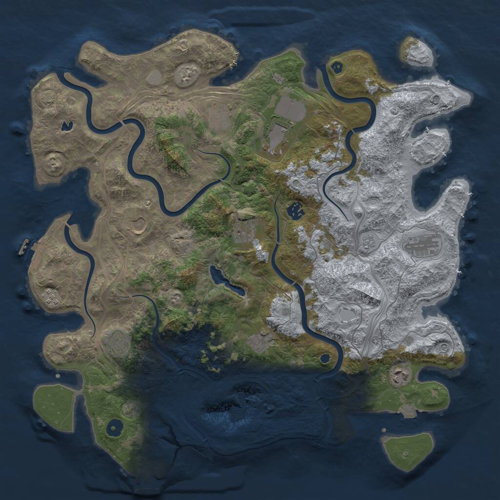 Rust Map: Procedural Map, Size: 4400, Seed: 46691528, 16 Monuments