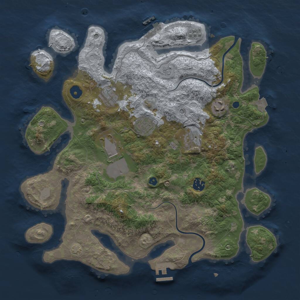 Rust Map: Procedural Map, Size: 3650, Seed: 7737442, 13 Monuments