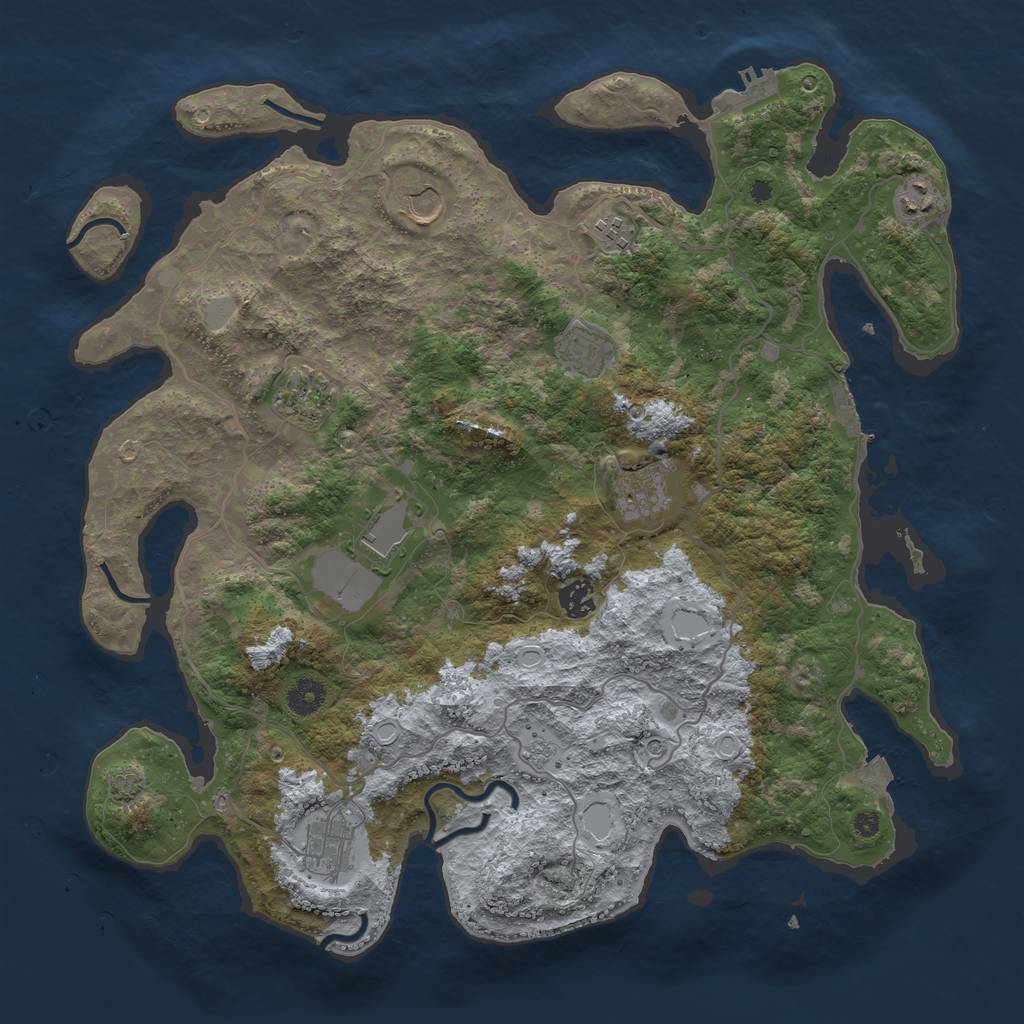 Rust Map: Procedural Map, Size: 4100, Seed: 49587341, 17 Monuments