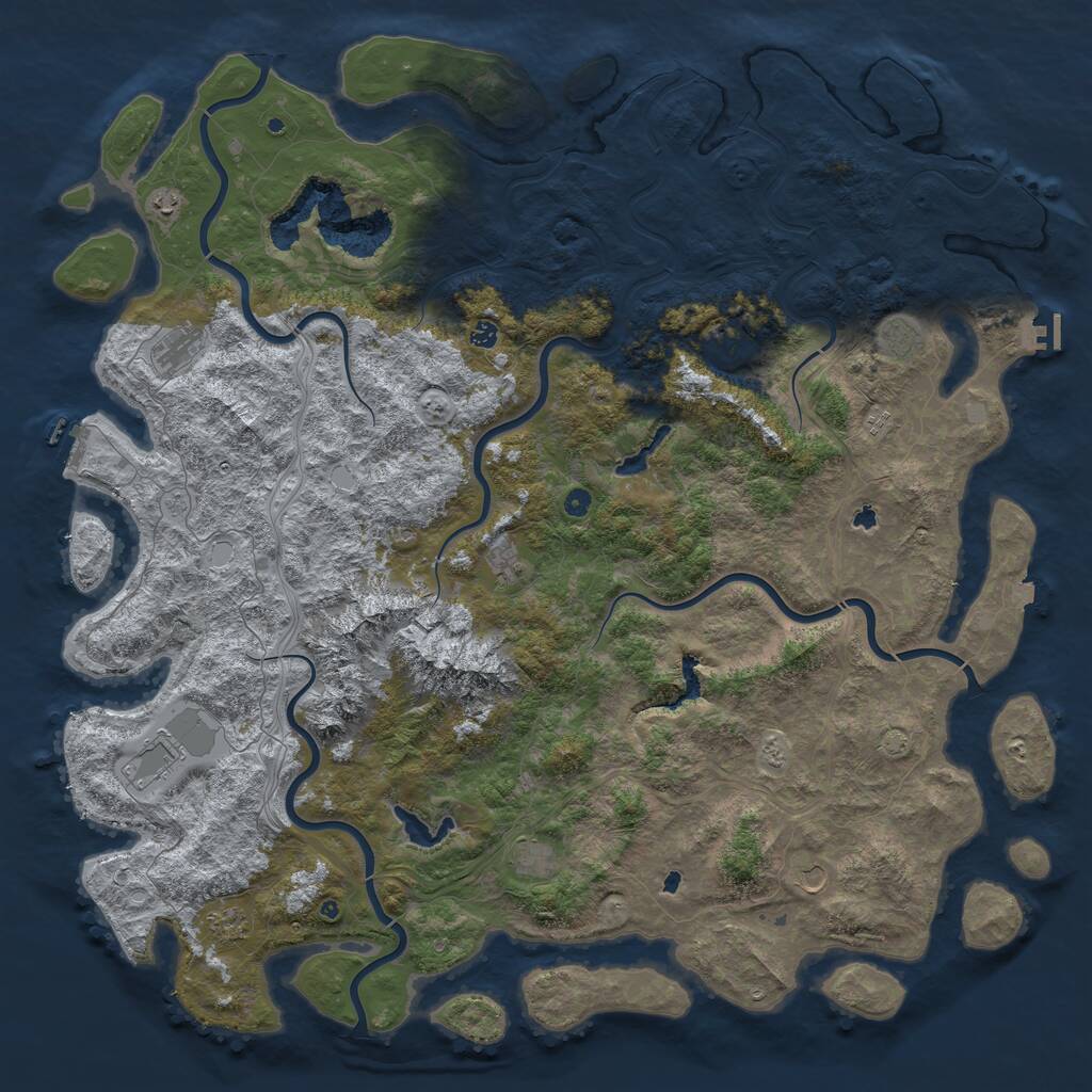 Rust Map: Procedural Map, Size: 6000, Seed: 5728, 17 Monuments