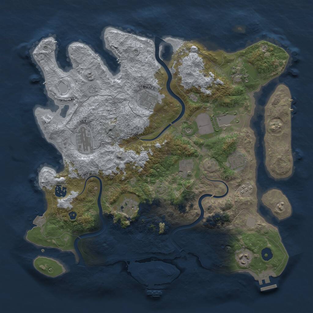 Rust Map: Procedural Map, Size: 3850, Seed: 88485560, 16 Monuments