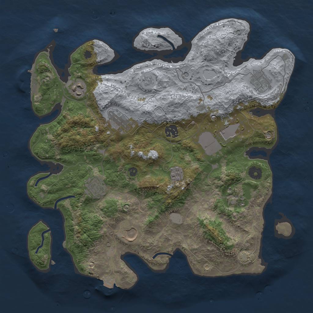 Rust Map: Procedural Map, Size: 3500, Seed: 6480827, 16 Monuments