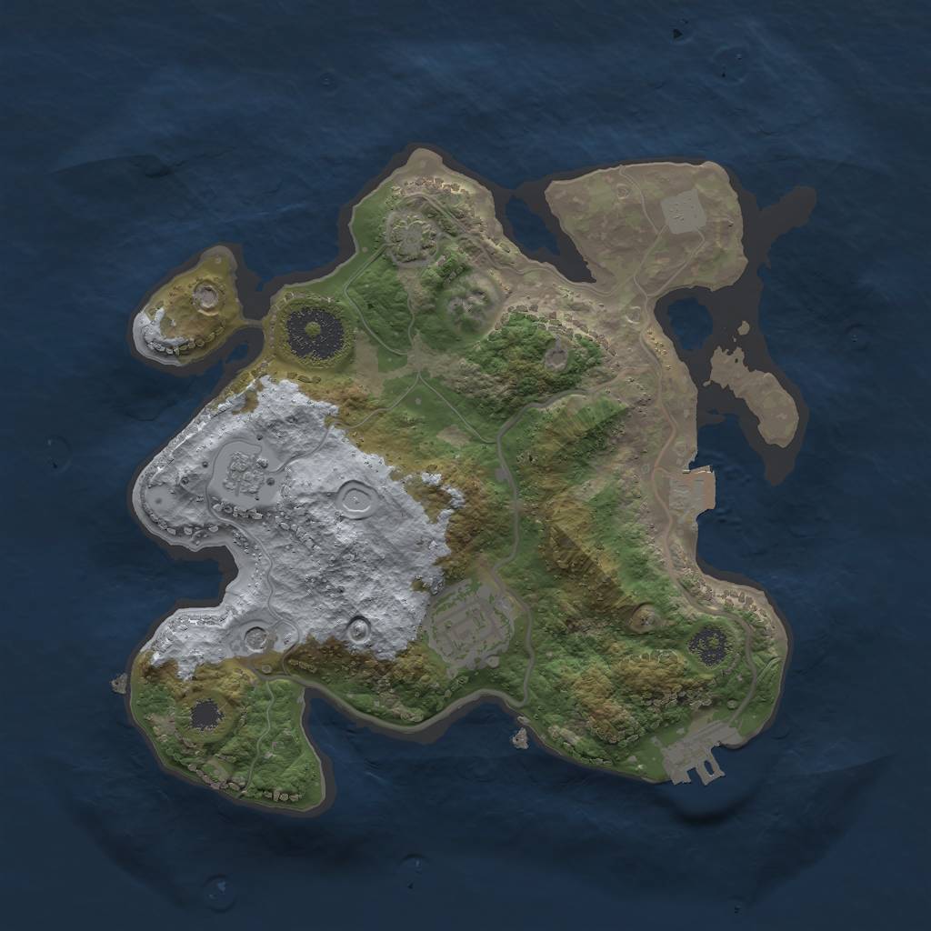 Rust Map: Procedural Map, Size: 2500, Seed: 1328121881, 8 Monuments