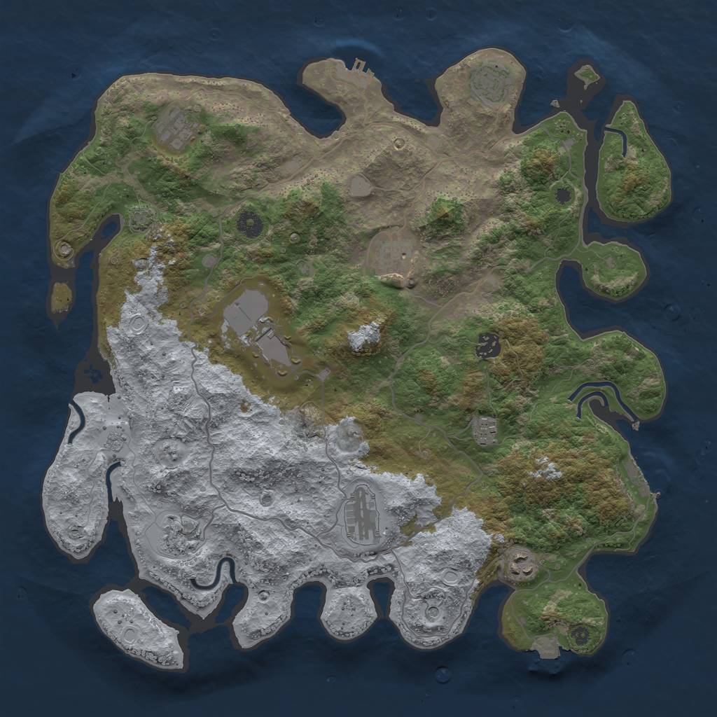 Rust Map: Procedural Map, Size: 4100, Seed: 91167547, 17 Monuments