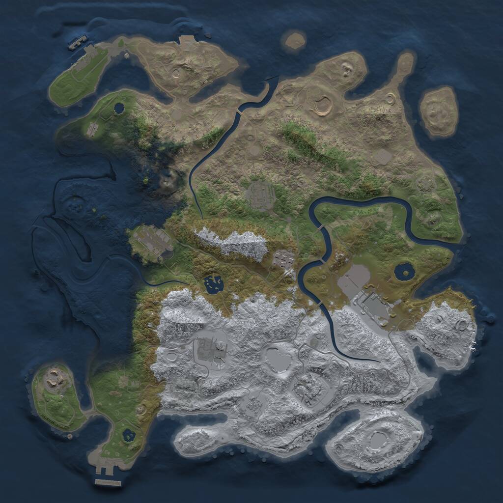 Rust Map: Procedural Map, Size: 3900, Seed: 27698779, 15 Monuments