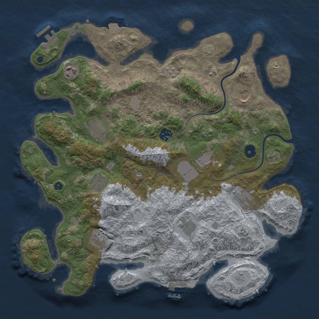 Rust Map: Procedural Map, Size: 3900, Seed: 27698779, 16 Monuments