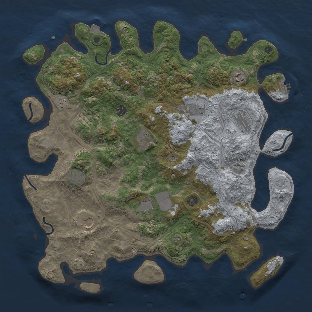 Rust Map: Procedural Map, Size: 4250, Seed: 90600111, 16 Monuments