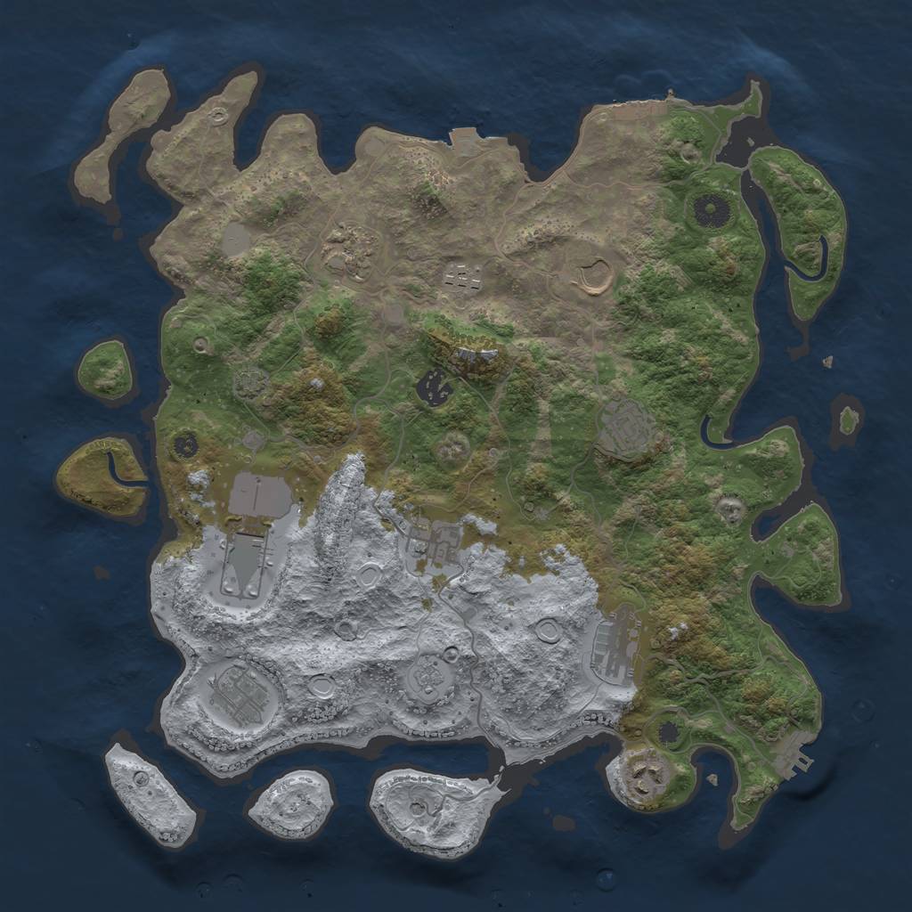 Rust Map: Procedural Map, Size: 3850, Seed: 2081407, 18 Monuments