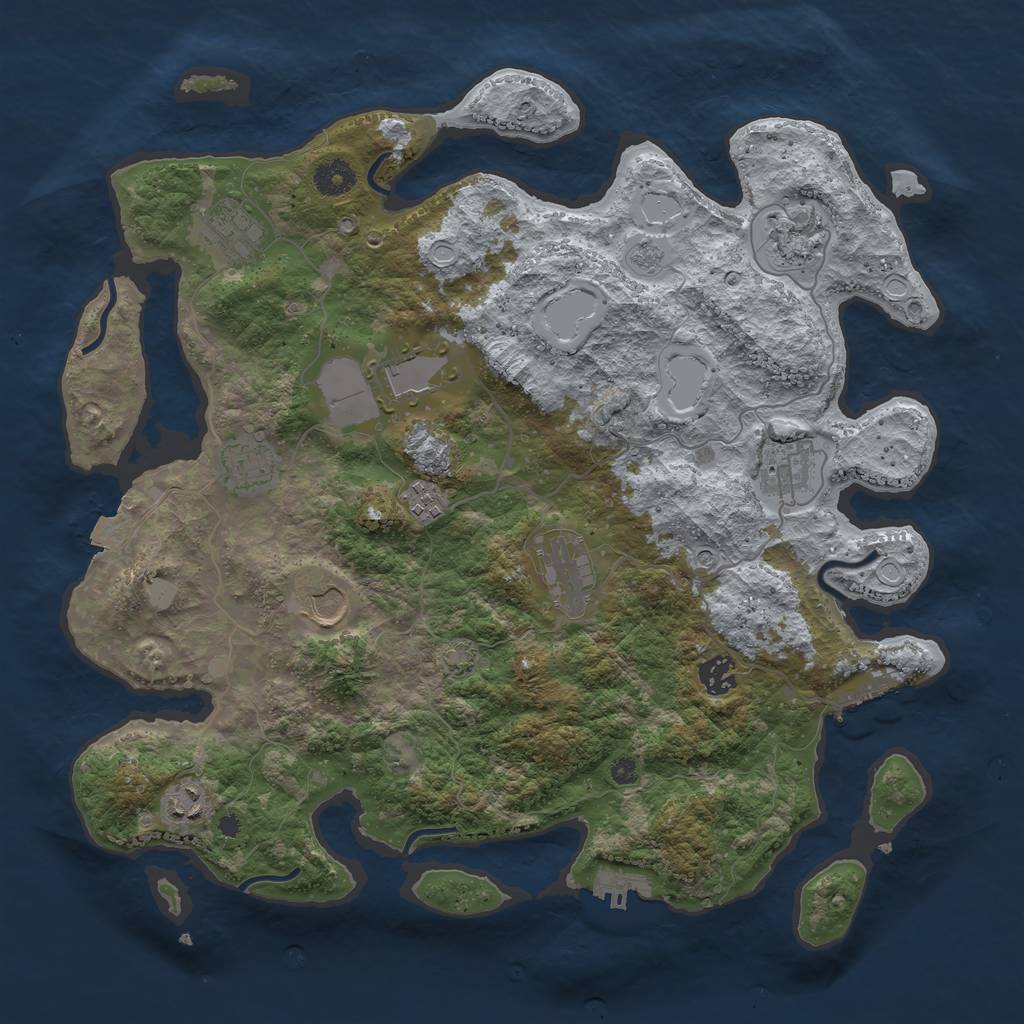 Rust Map: Procedural Map, Size: 3900, Seed: 1234567890, 18 Monuments