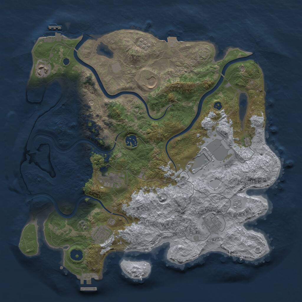 Rust Map: Procedural Map, Size: 3750, Seed: 27017317, 14 Monuments