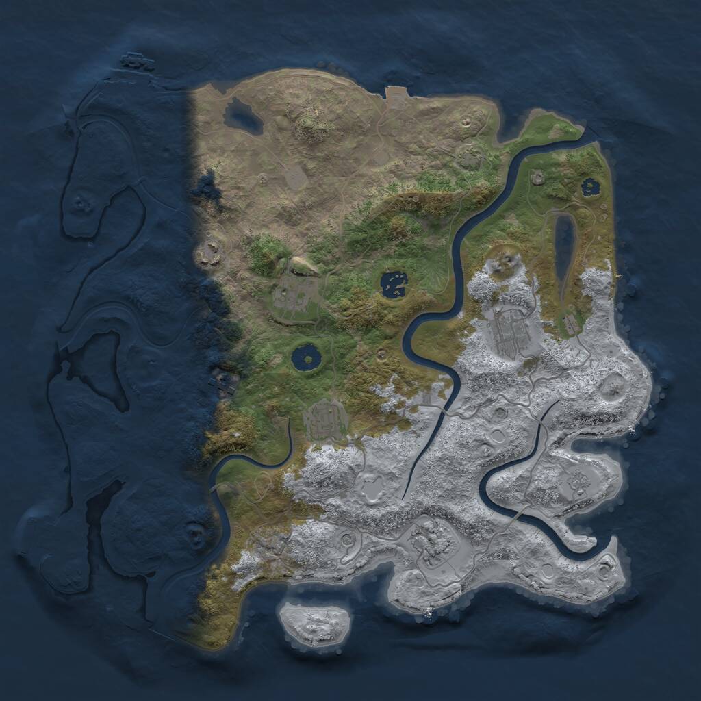 Rust Map: Procedural Map, Size: 3750, Seed: 27017317, 13 Monuments