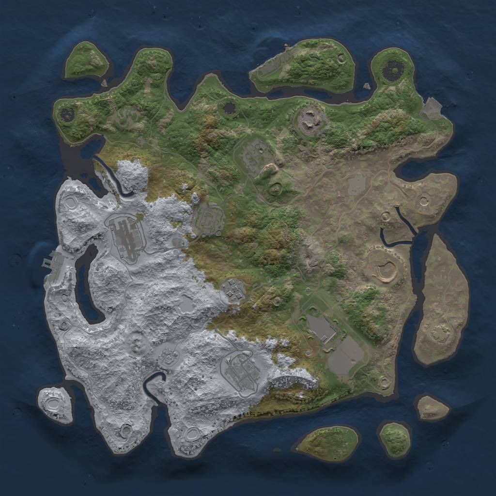 Rust Map: Procedural Map, Size: 3500, Seed: 11111110, 16 Monuments