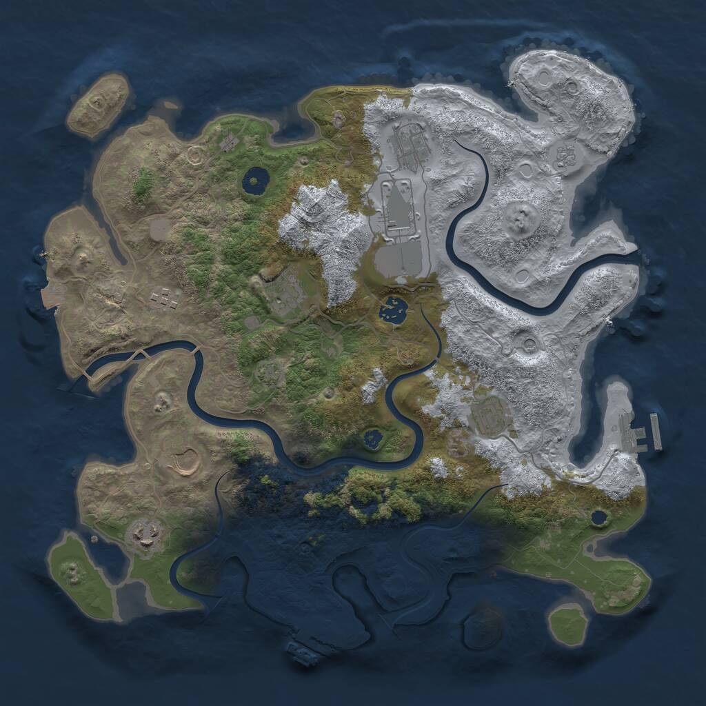 Rust Map: Procedural Map, Size: 3850, Seed: 88322678, 14 Monuments