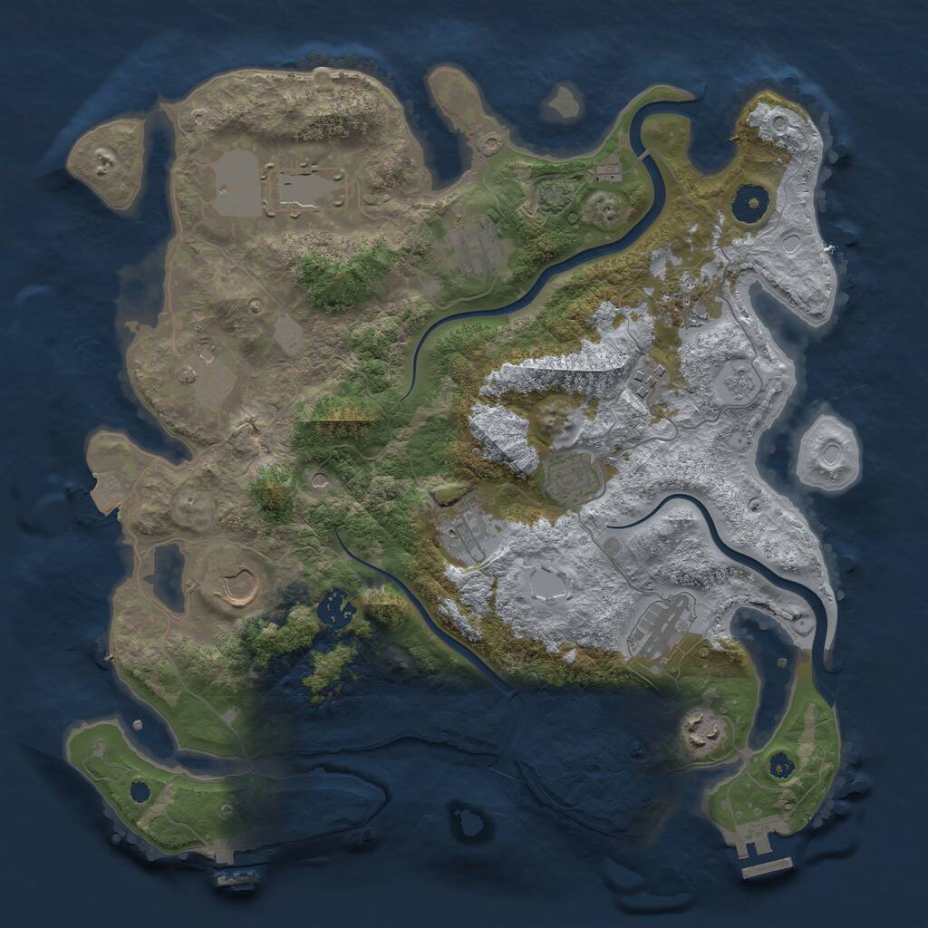 Rust Map: Procedural Map, Size: 3700, Seed: 66366380, 17 Monuments