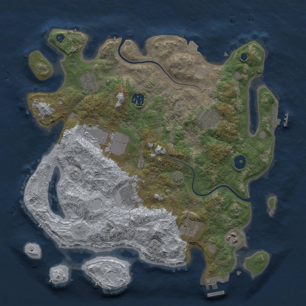 Rust Map: Procedural Map, Size: 3600, Seed: 45038549, 13 Monuments