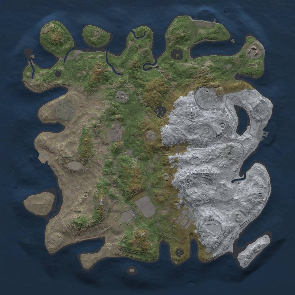 Rust Map: Procedural Map, Size: 3700, Seed: 733381731, 16 Monuments