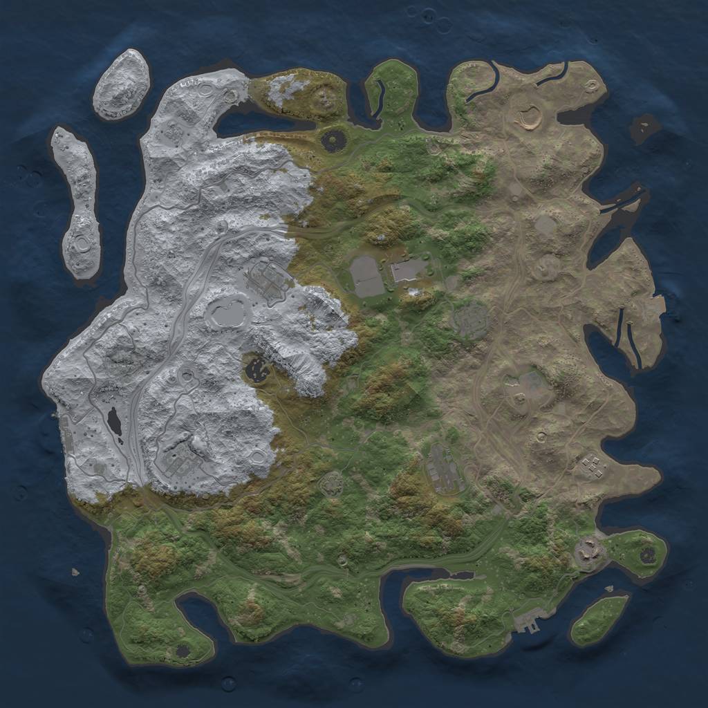 Rust Map: Procedural Map, Size: 4500, Seed: 1023451285, 18 Monuments