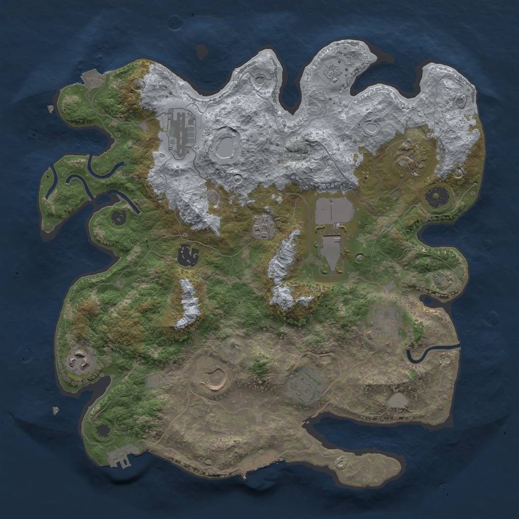 Rust Map: Procedural Map, Size: 3500, Seed: 263307472, 17 Monuments