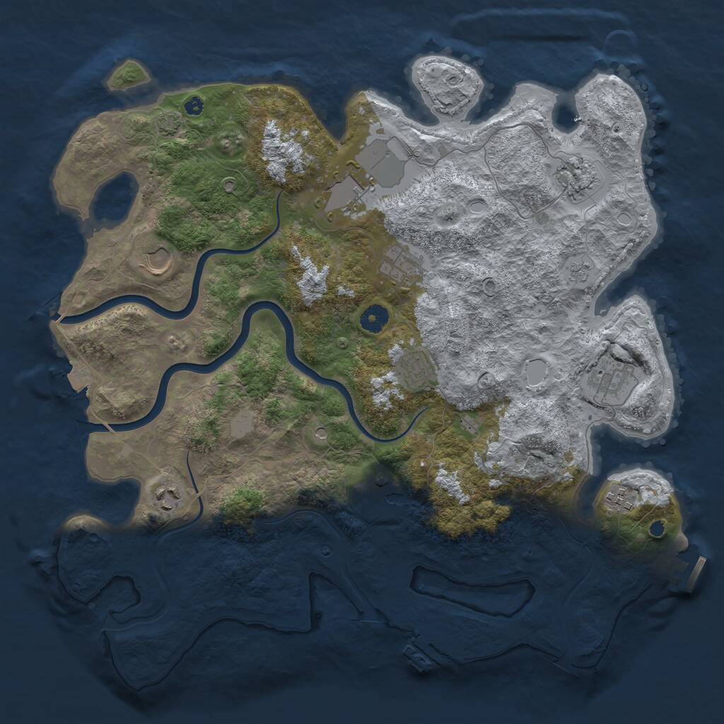 Rust Map: Procedural Map, Size: 3950, Seed: 1054216, 15 Monuments