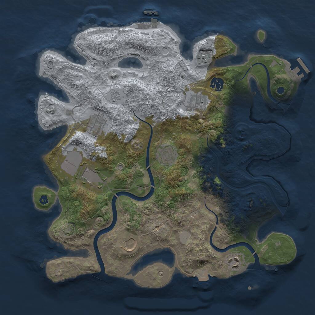 Rust Map: Procedural Map, Size: 3500, Seed: 61340164, 14 Monuments