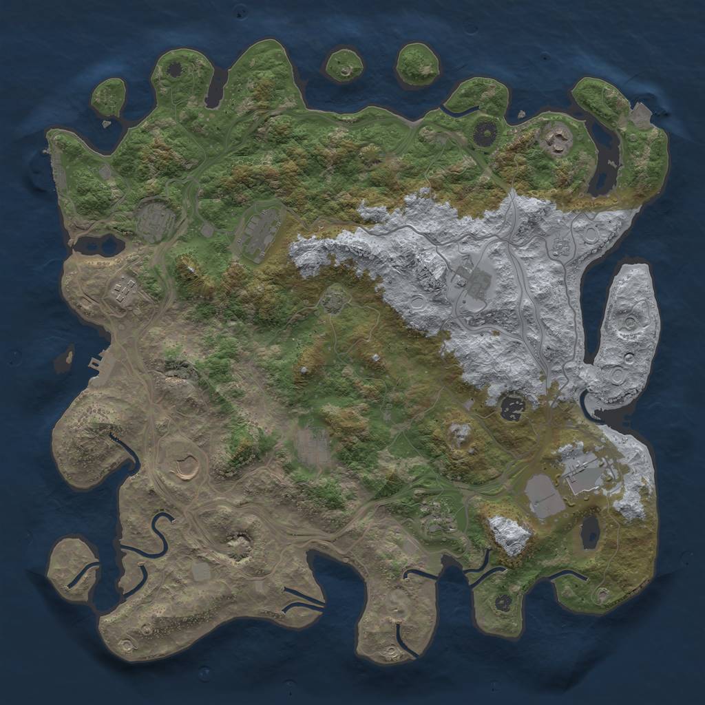 Rust Map: Procedural Map, Size: 4250, Seed: 118493425, 18 Monuments