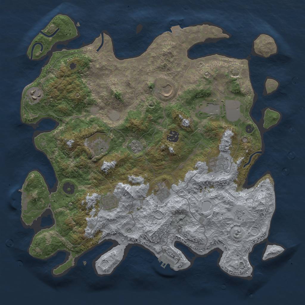 Rust Map: Procedural Map, Size: 3800, Seed: 203573465, 17 Monuments