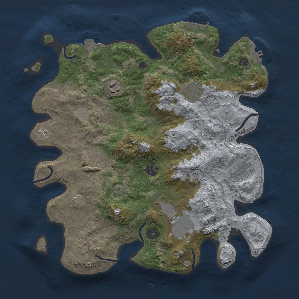 Rust Map: Procedural Map, Size: 3500, Seed: 1484293314, 15 Monuments