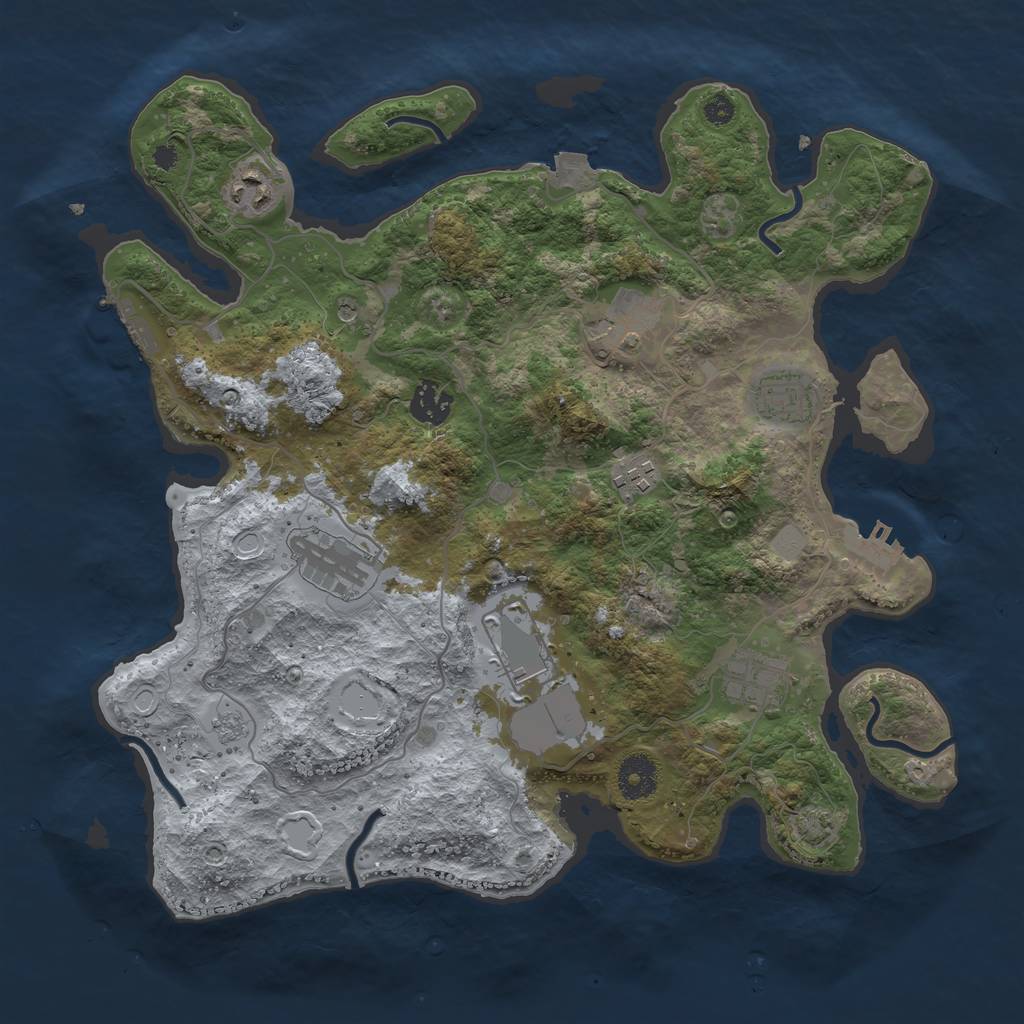 Rust Map: Procedural Map, Size: 3600, Seed: 32510879, 16 Monuments