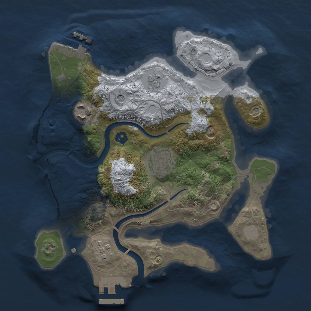 Rust Map: Procedural Map, Size: 2500, Seed: 994098957, 8 Monuments