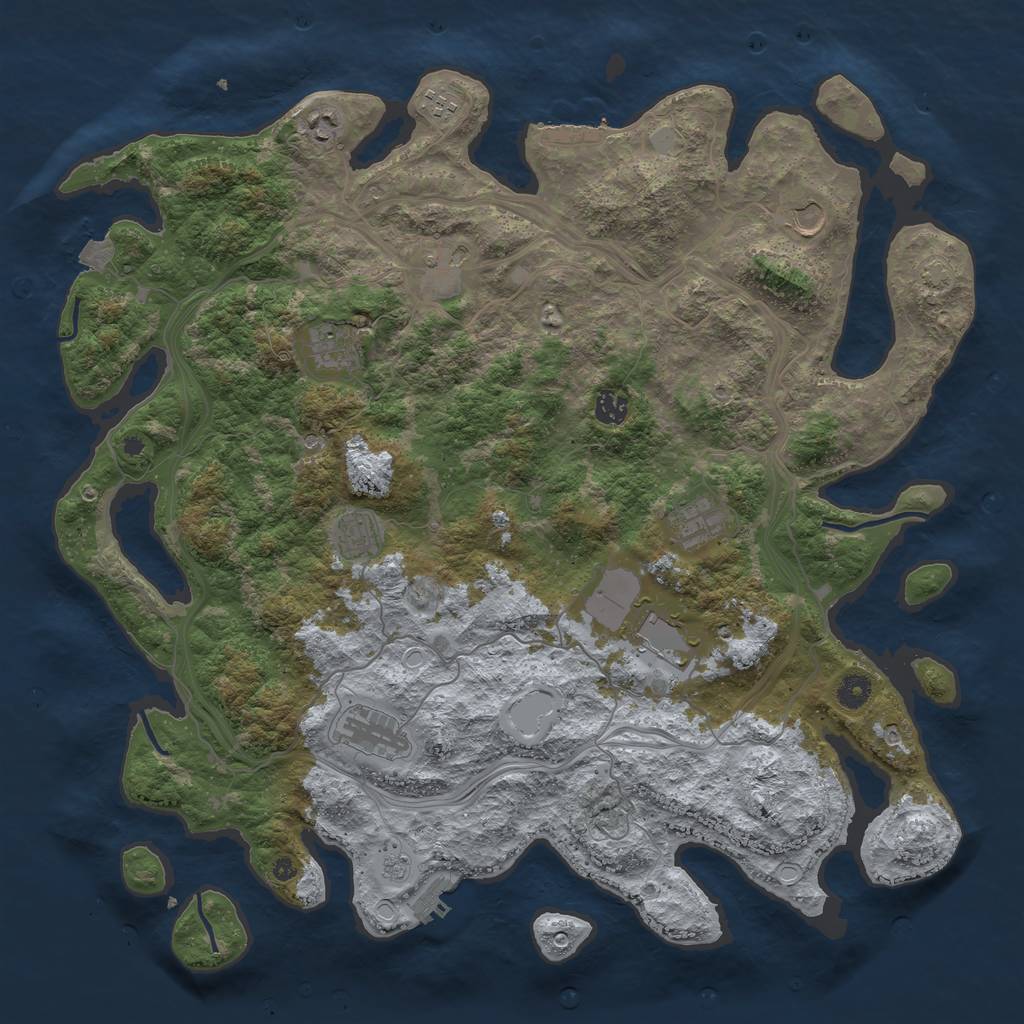 Rust Map: Procedural Map, Size: 4500, Seed: 227098516, 18 Monuments