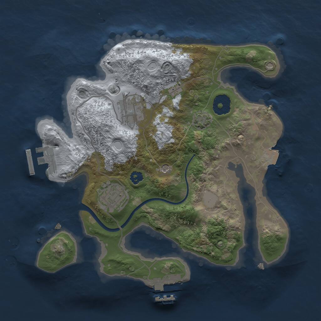 Rust Map: Procedural Map, Size: 2500, Seed: 999612831, 7 Monuments