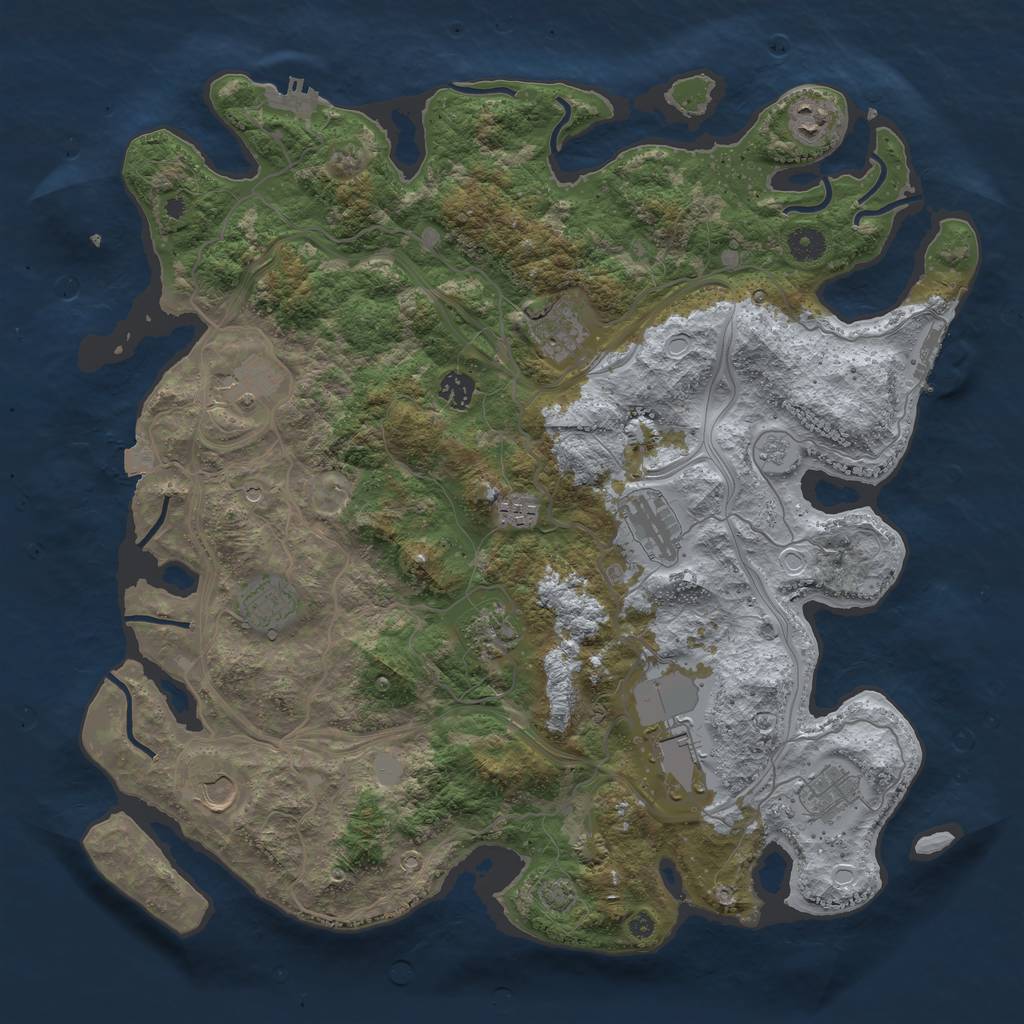 Rust Map: Procedural Map, Size: 4250, Seed: 1087844282, 19 Monuments