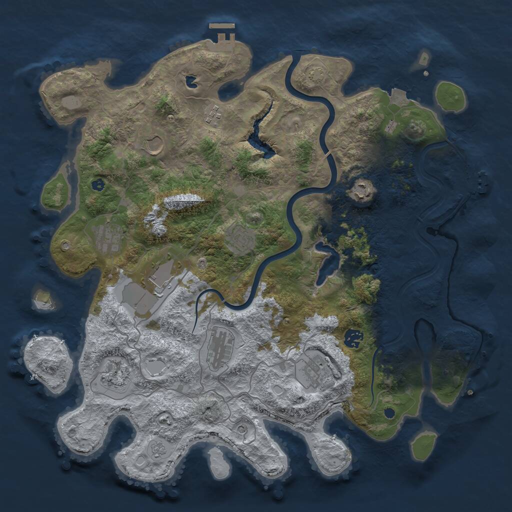 Rust Map: Procedural Map, Size: 4000, Seed: 1034575882, 16 Monuments