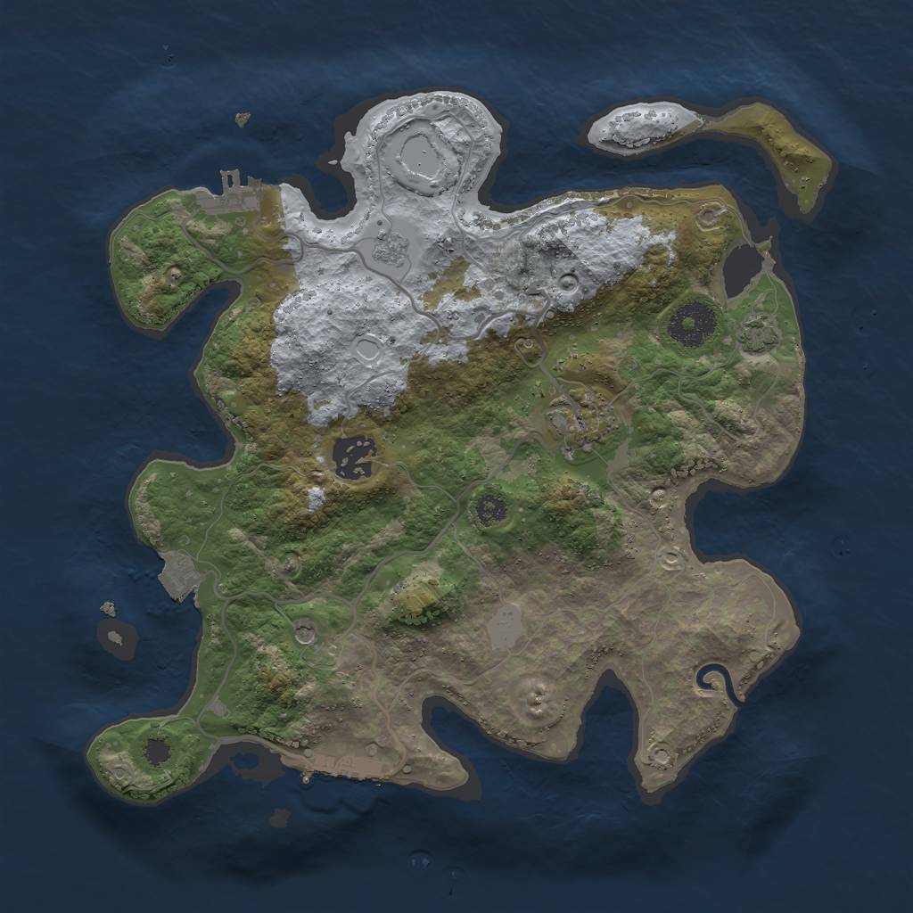 Rust Map: Procedural Map, Size: 3000, Seed: 2092772739, 10 Monuments