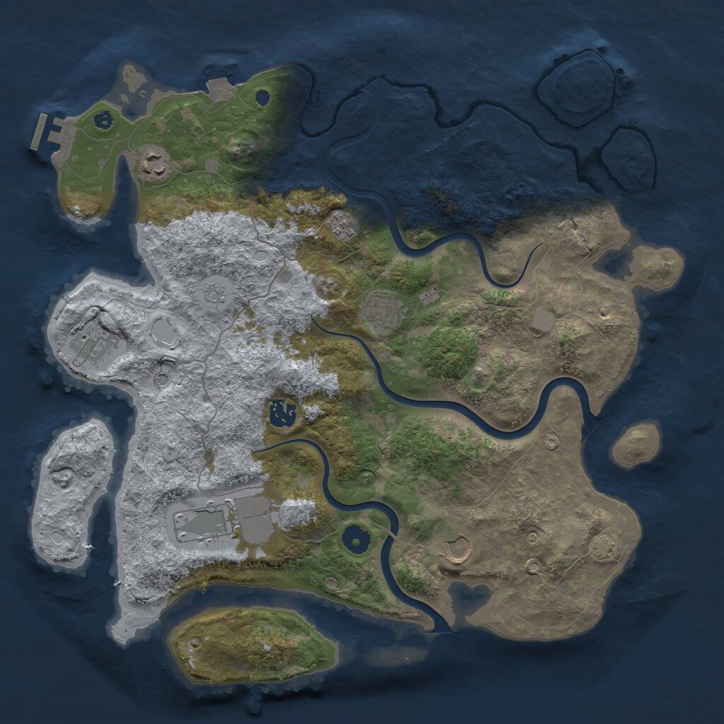 Rust Map: Procedural Map, Size: 3900, Seed: 77406280, 12 Monuments