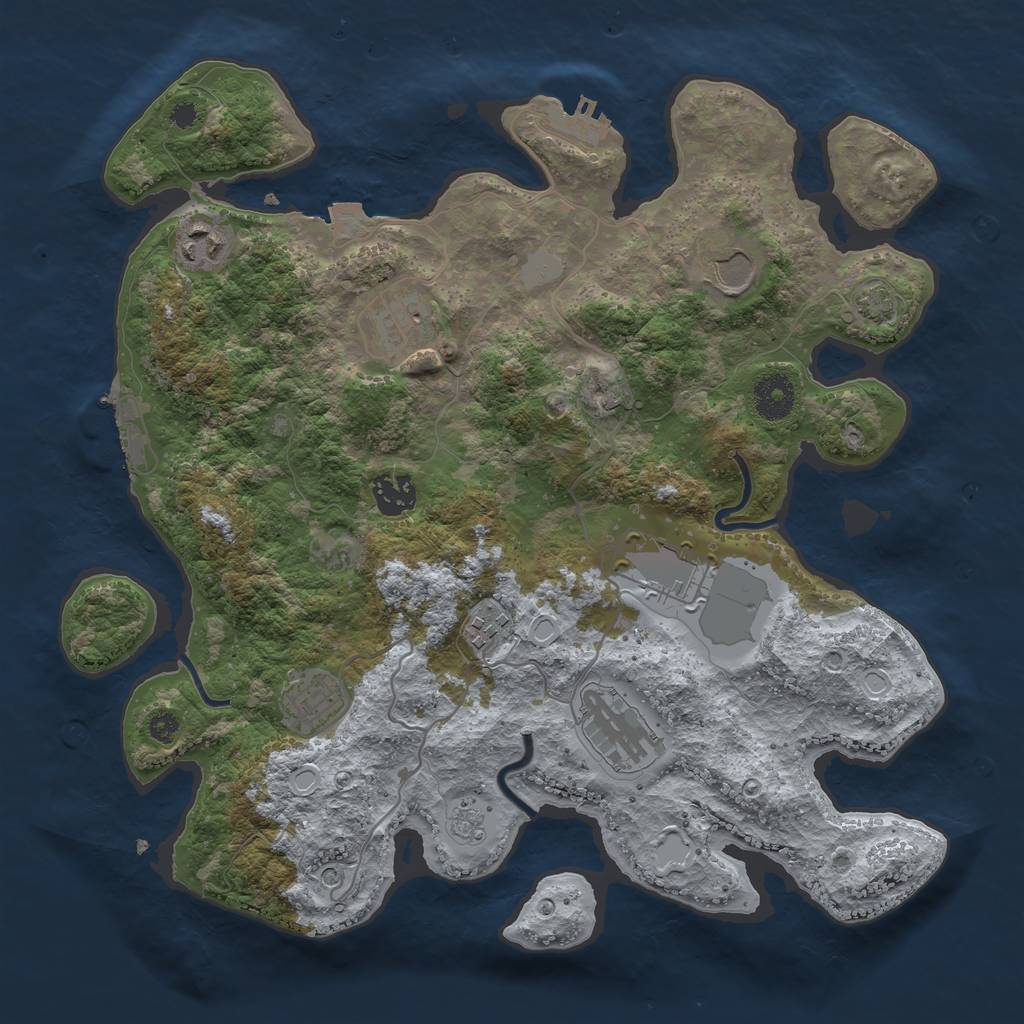 Rust Map: Procedural Map, Size: 3500, Seed: 1729388630, 16 Monuments