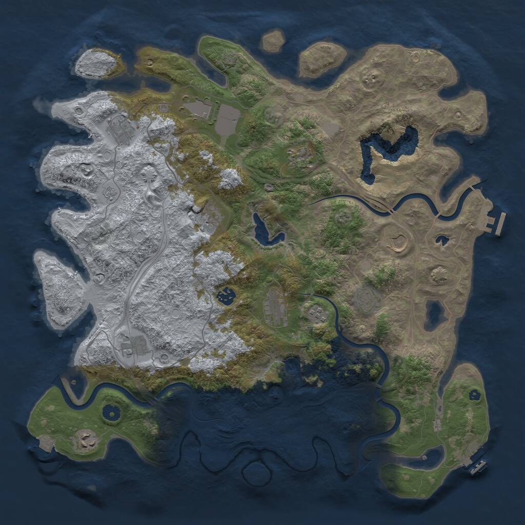 Rust Map: Procedural Map, Size: 4500, Seed: 496508757, 17 Monuments