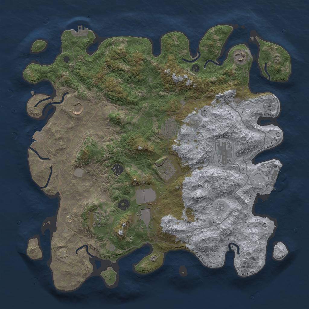 Rust Map: Procedural Map, Size: 4000, Seed: 653262, 17 Monuments