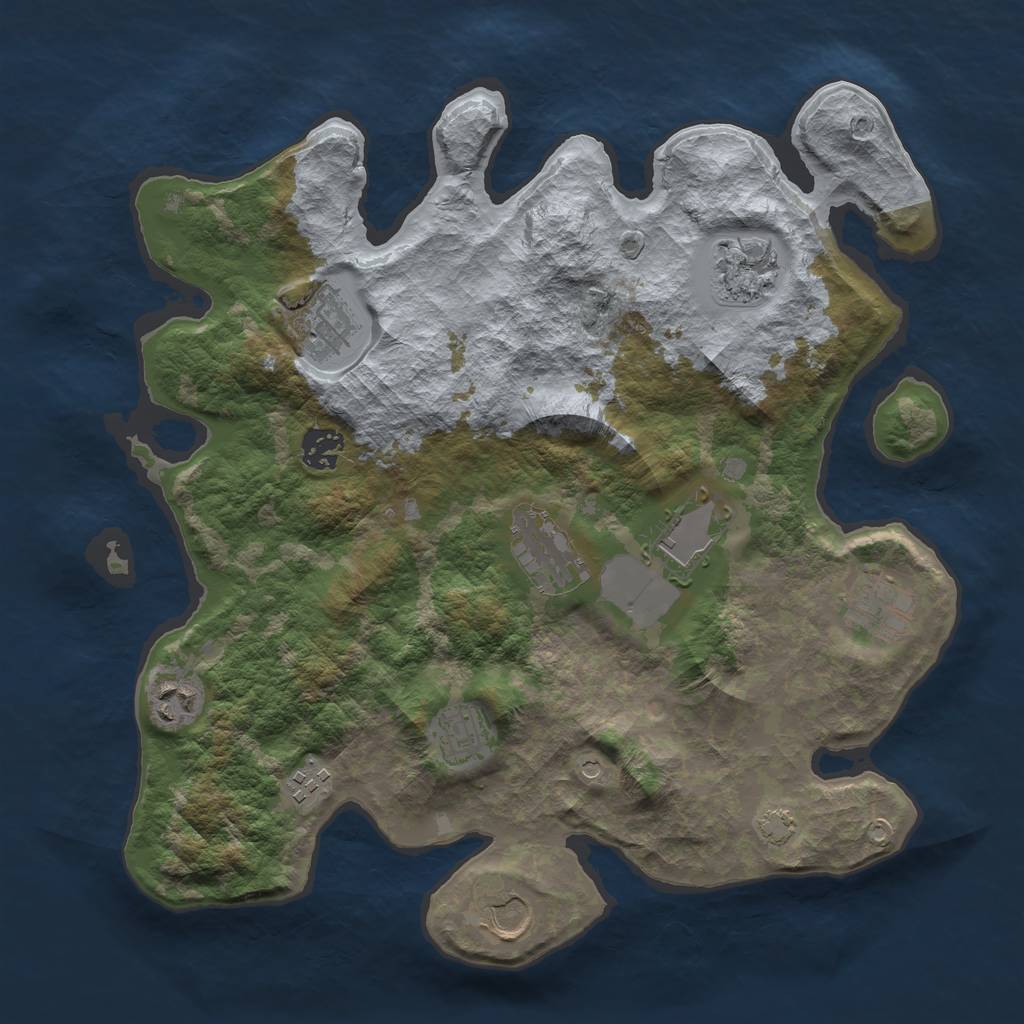 Rust Map: Barren, Size: 3550, Seed: 96167671, 14 Monuments