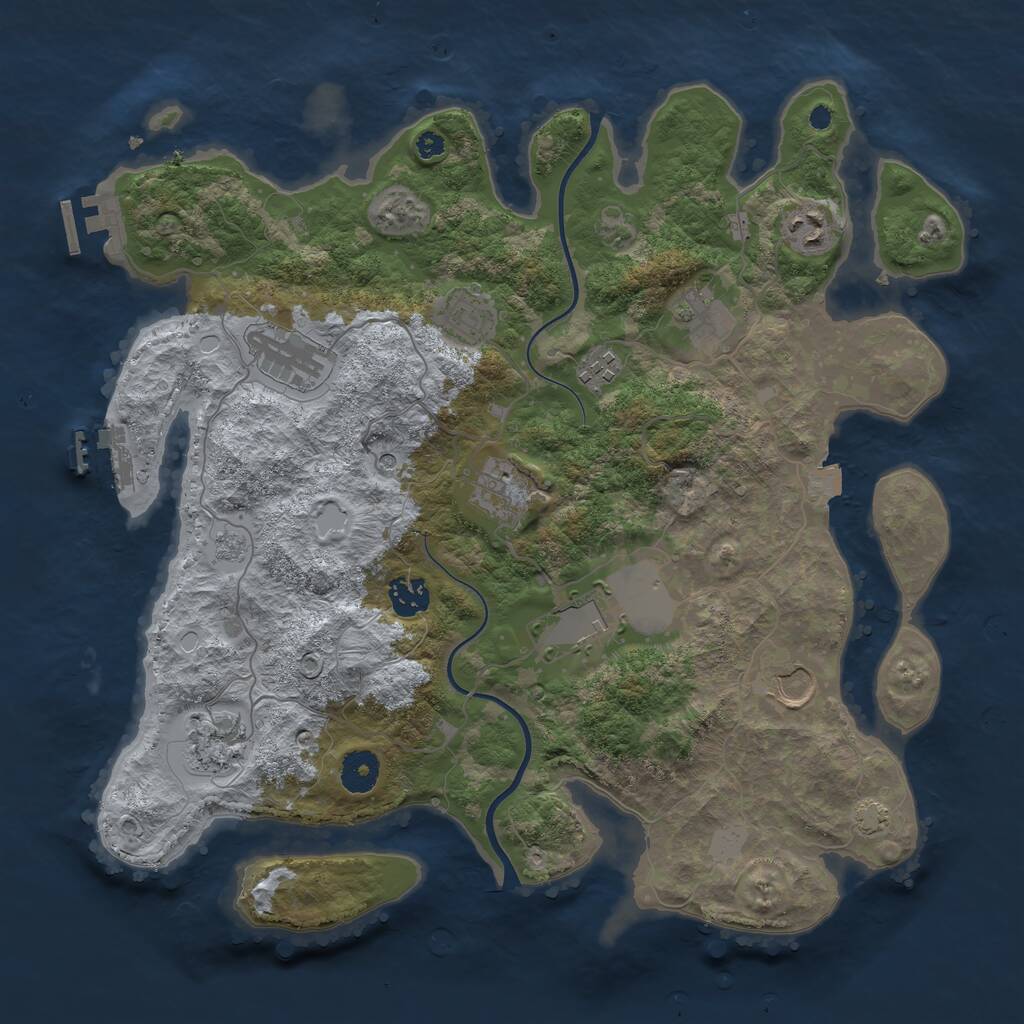 Rust Map: Procedural Map, Size: 3750, Seed: 1729069901, 16 Monuments