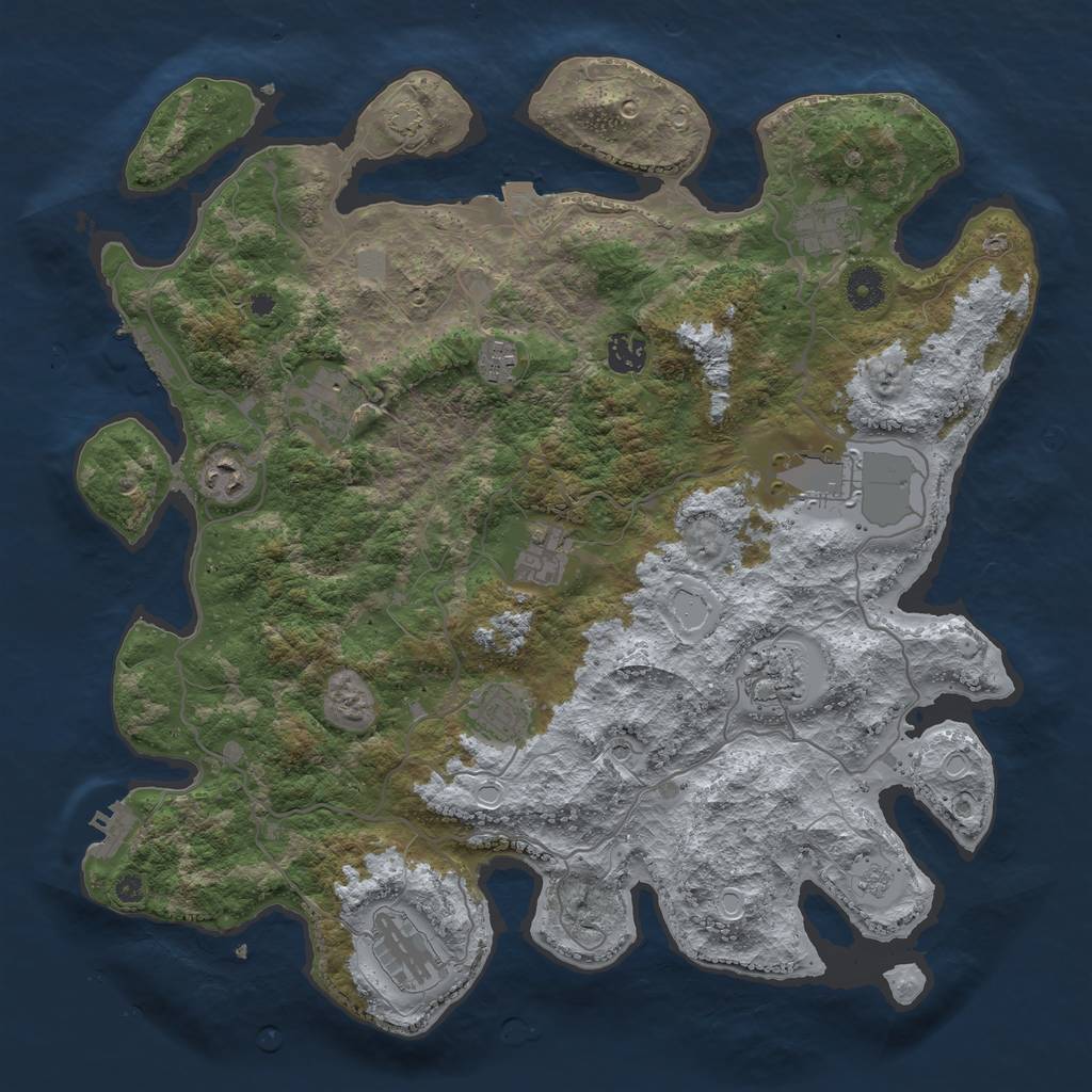 Rust Map: Procedural Map, Size: 4000, Seed: 464188782, 18 Monuments