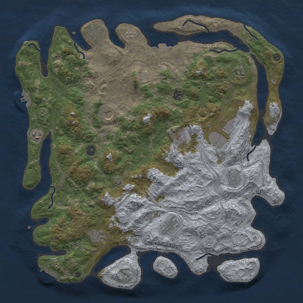 Rust Map: Procedural Map, Size: 4500, Seed: 114136353, 19 Monuments