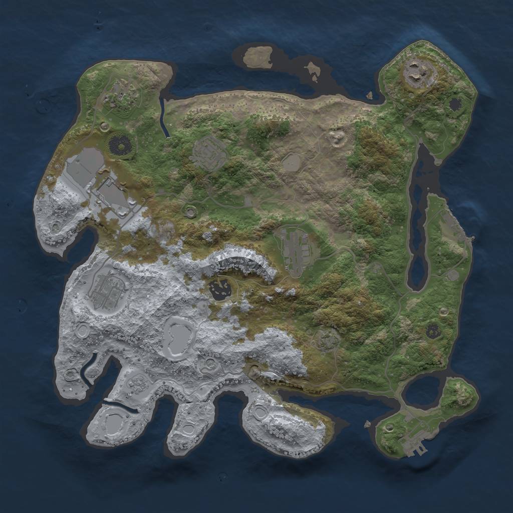Rust Map: Procedural Map, Size: 3500, Seed: 1869206870, 15 Monuments