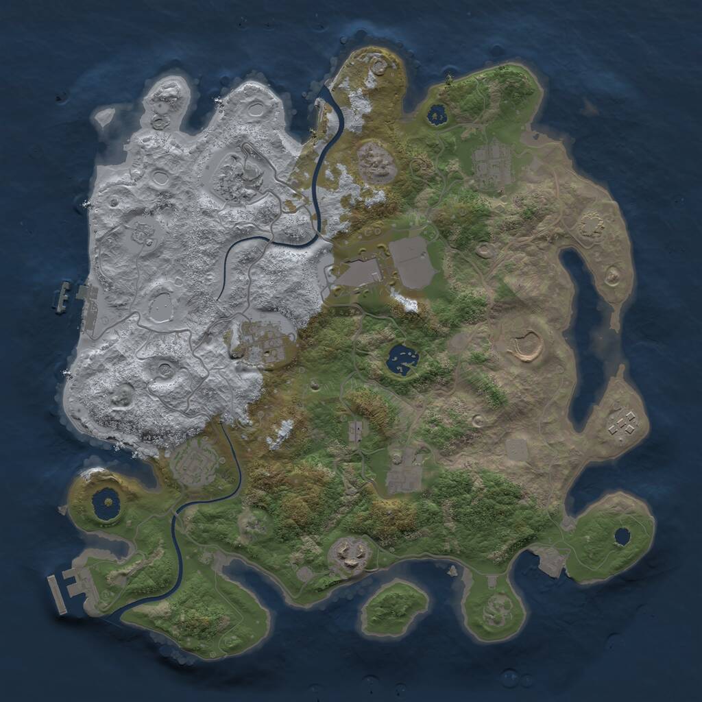Rust Map: Procedural Map, Size: 3500, Seed: 652094110, 16 Monuments