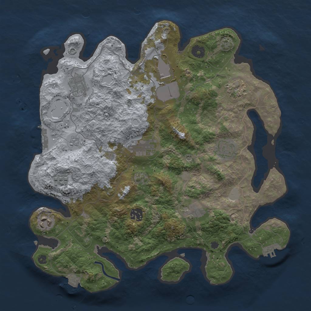 Rust Map: Procedural Map, Size: 3500, Seed: 652094110, 17 Monuments