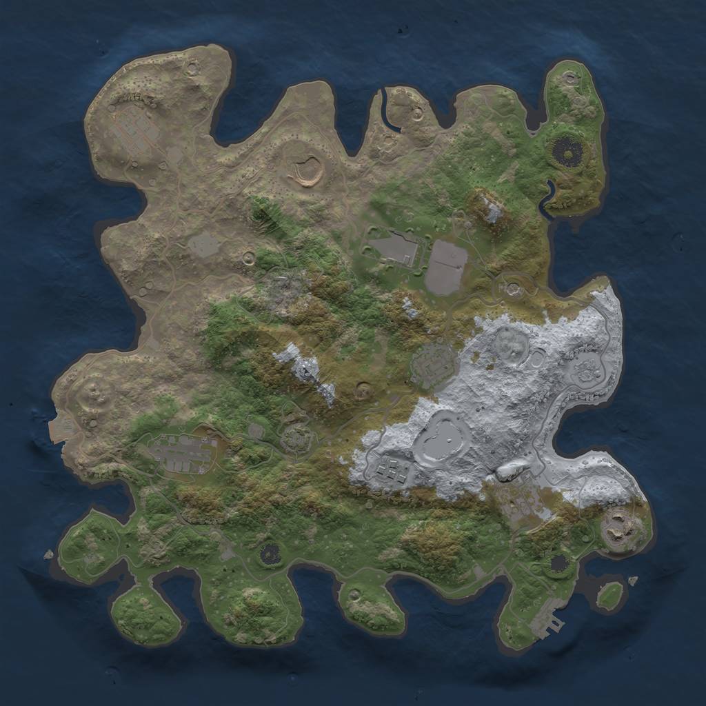 Rust Map: Procedural Map, Size: 3500, Seed: 1336850390, 15 Monuments