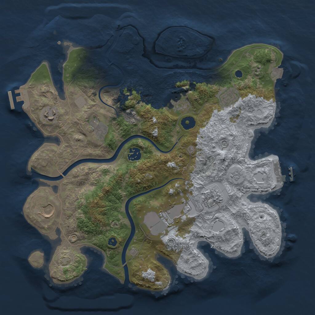 Rust Map: Procedural Map, Size: 3500, Seed: 1184588122, 15 Monuments