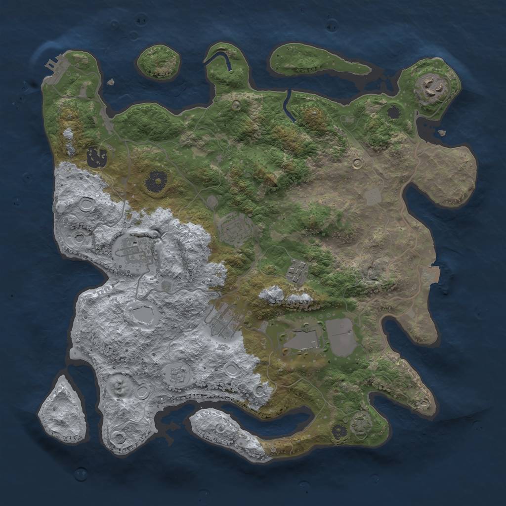 Rust Map: Procedural Map, Size: 3500, Seed: 4947738, 14 Monuments